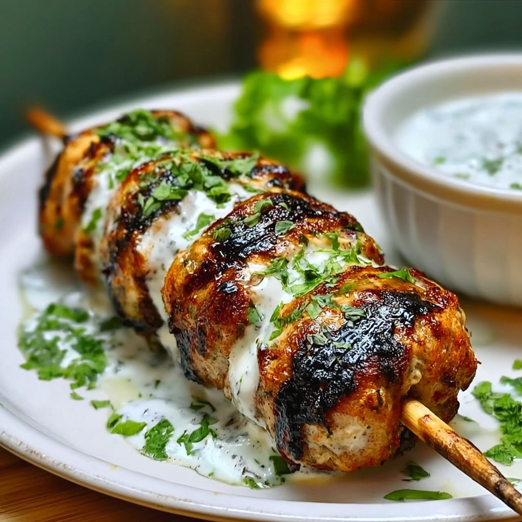 Saftige Hackfleischspieße mit Kräuterjoghurt genießen
