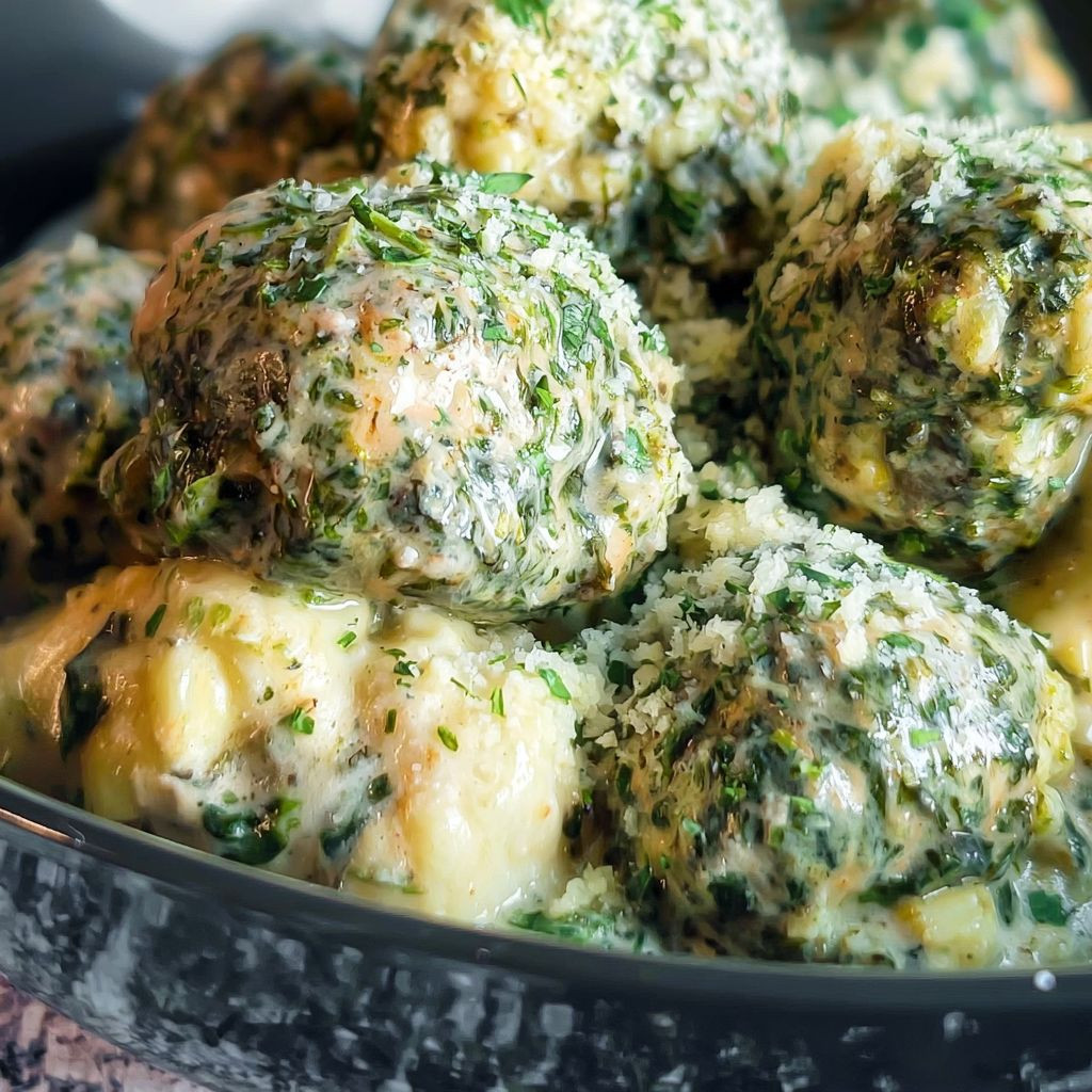Spinatknödel als Hauptgericht
